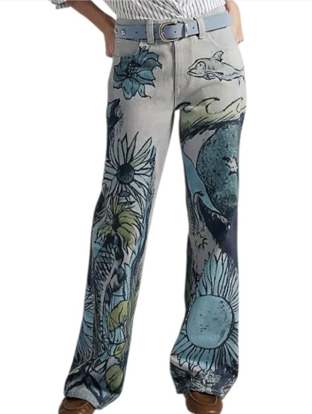 Free People We The Free Tinsley Printed Jeans Size 28 NWT - Picture 1 of 14